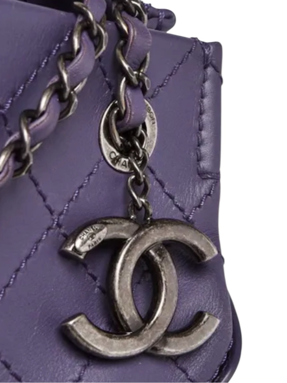 CHANEL Purple Quilted Calfskin Leather CC Pocket Tote Bag - Picture 5 of 8